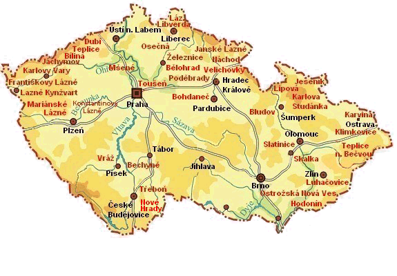 Mapa Lázně v ČR